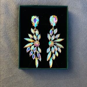 Iridescent Crystal Drop Earrings